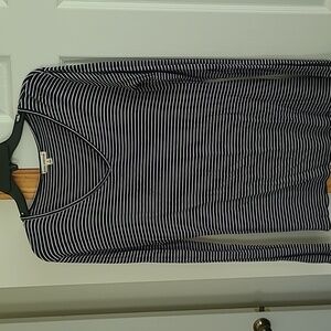 Thin navy and white striped shirt